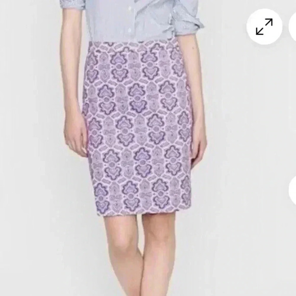 J. Crew Dresses & Skirts - J. Crew Purple White Medallion Paisley Print Cotton No. 2 Pencil Skirt
